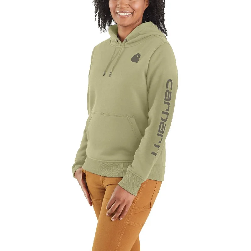 'Carhartt' Women's Clarksburg Sleeve Logo Hoodie - Dried Clay