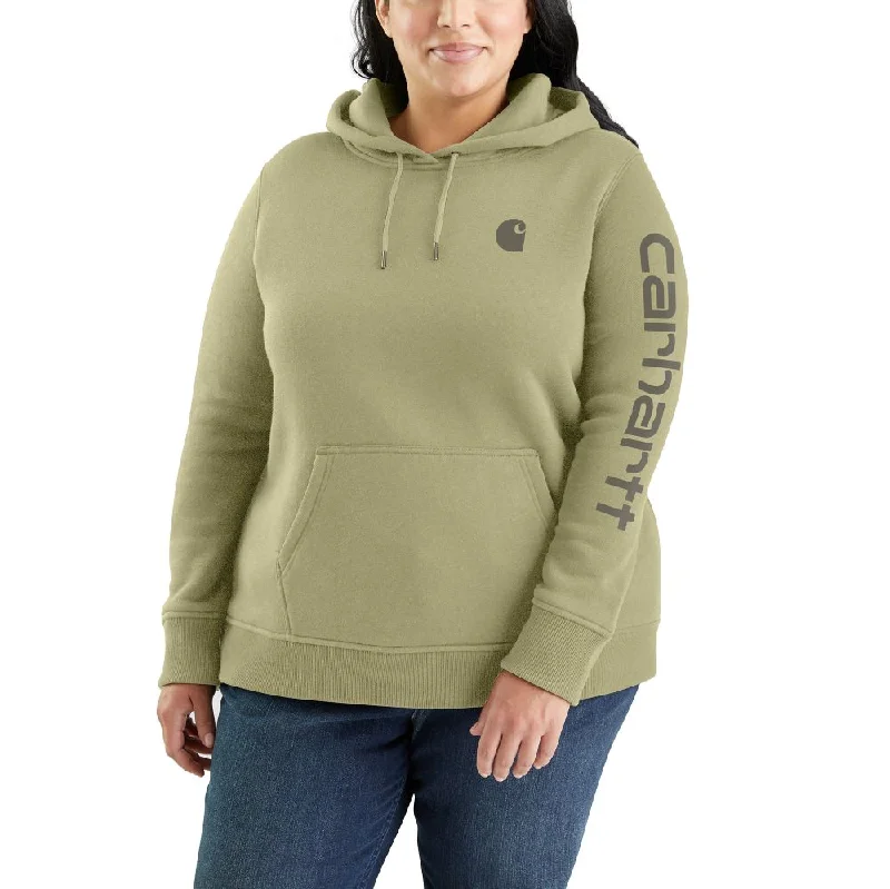 'Carhartt' Women's Clarksburg Sleeve Logo Hoodie - Dried Clay