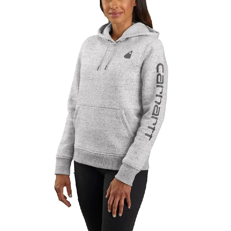 'Carhartt' Women's Clarksburg Sleeve Logo Hoodie - Asphalt Heather Nep