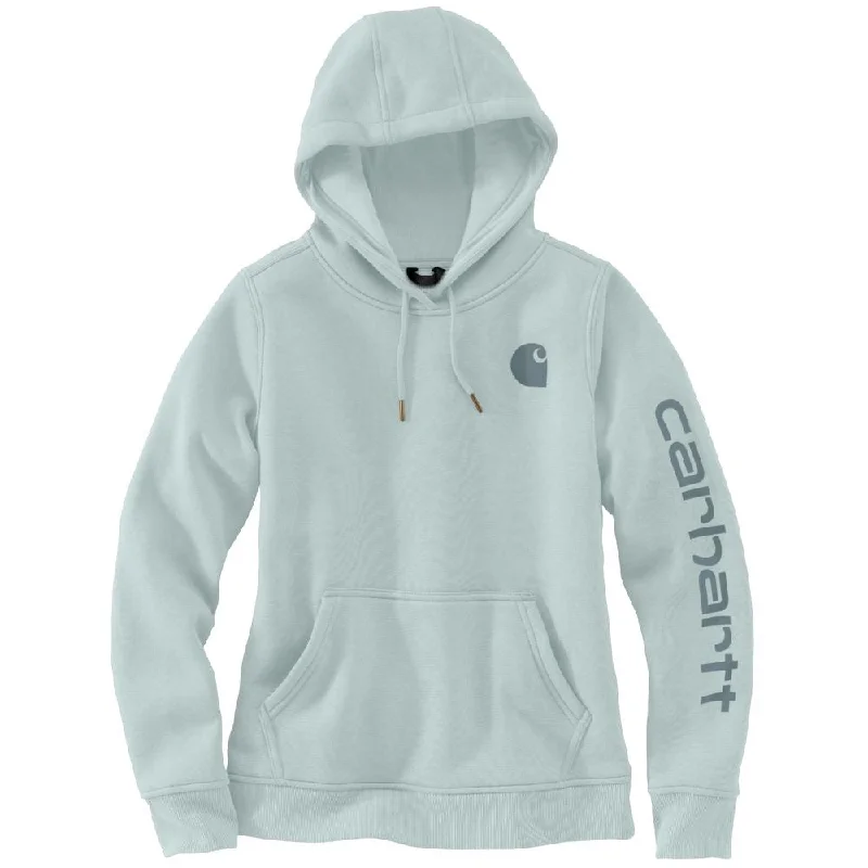 'Carhartt' Women's Clarksburg Sleeve Logo Hoodie - Dew Drop