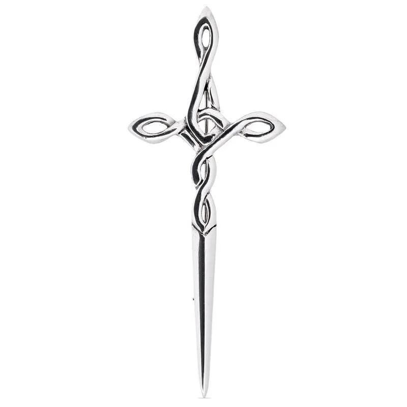 Celtic Loop Pewter Kilt Pin - Polished