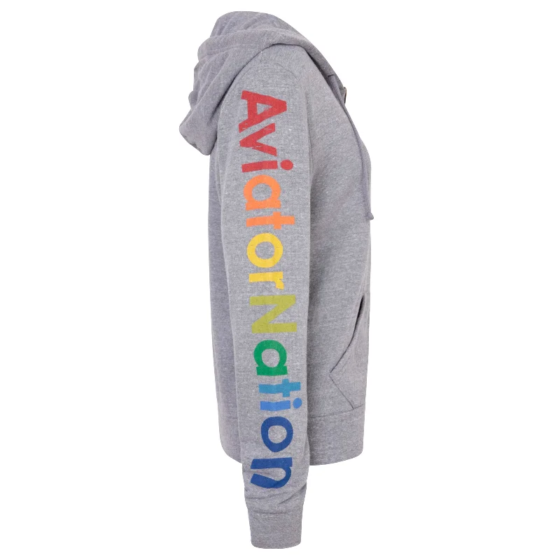 Aviator Nation Logo Zip Hoodie Grey