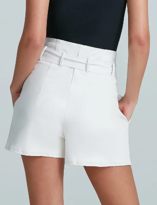 Commando Faux Leather Paperbag Shorts in White