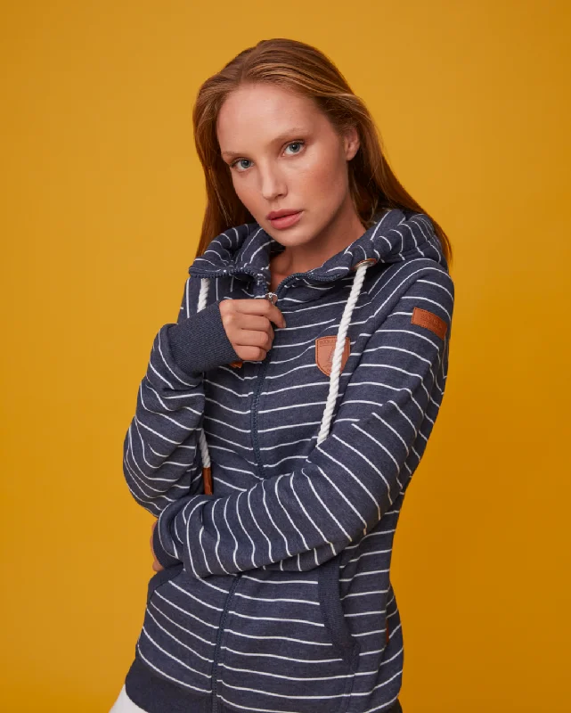 Hera Navy Stripe Zip Hoodie