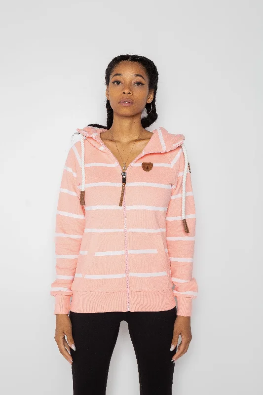 Hera Print Peachy Stripe Zip Hoodie