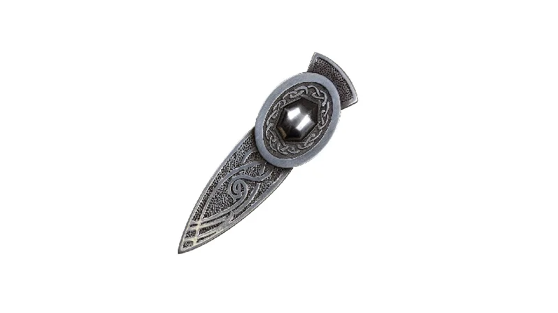 Pewter Intricate Oval Design Kilt Pin