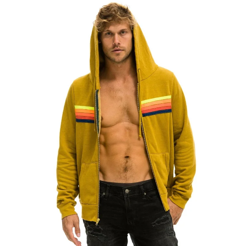 Aviator Nation 5 Stripe Hoodie Honey/neon rainbow