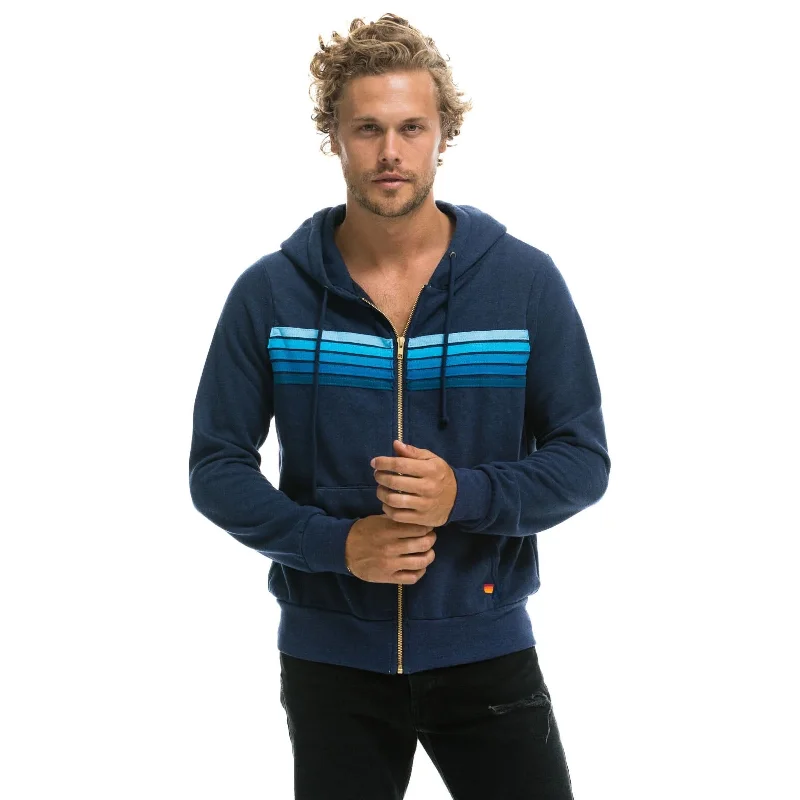 Aviator Nation 5 Stripe Zip Hoodie Navy/Blue