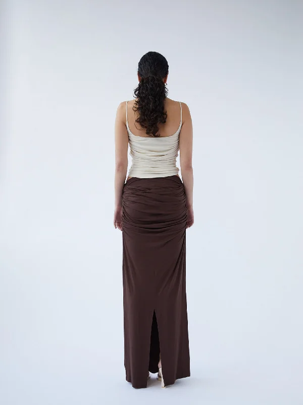 Raffy Draped Skirt | Cocoa