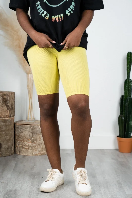 Ribbed seamless biker shorts yellow