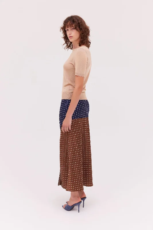 Silk Spot Midi Skirt