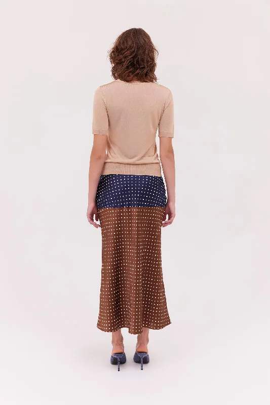 Silk Spot Midi Skirt