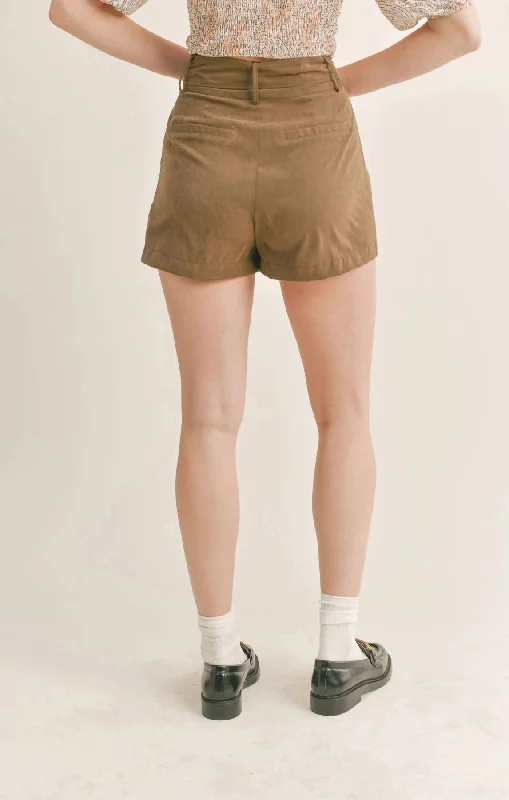 Sadie & Sage Willow Belted Shorts in Oak