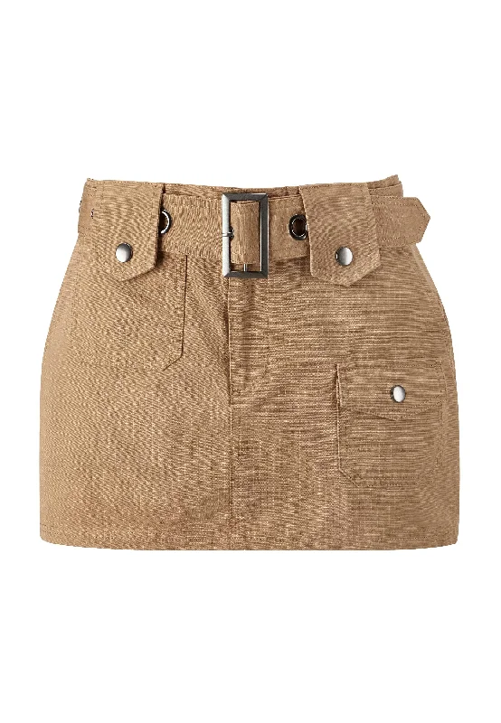 Womens Geisha Girl Cargo Mini Skirt - Brown